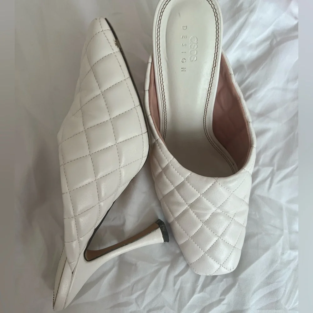 White ASOS design heels